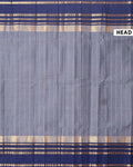 Handwoven Chettinad Cotton Saree with Traditional Zari Border - Dark Grey