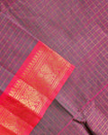 Traditional Chettinad Cotton Saree with Woven Checks and Peacock Motif - Maroon