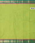 Chettinad Handloom Cotton Saree with Temple and Peacock Motif Border - Green