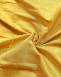 Classic Banarasi Tissue Silk Saree with Plain Woven Body Intricate Floral Zari Border and Traditional Weave Design - Yellow-Close Up