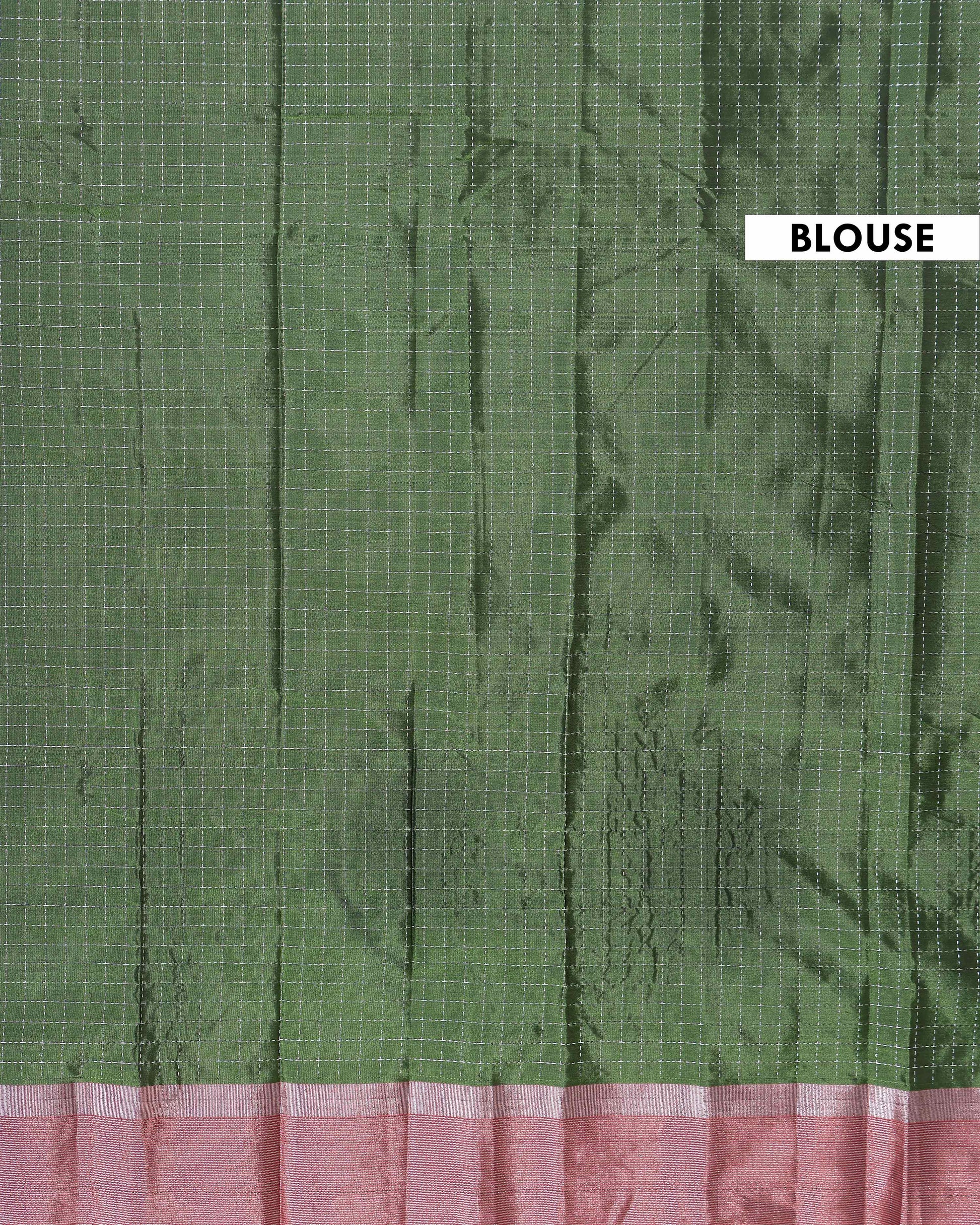 Classic Checks Soft Silk Saree with Intricate Weave Border - Green