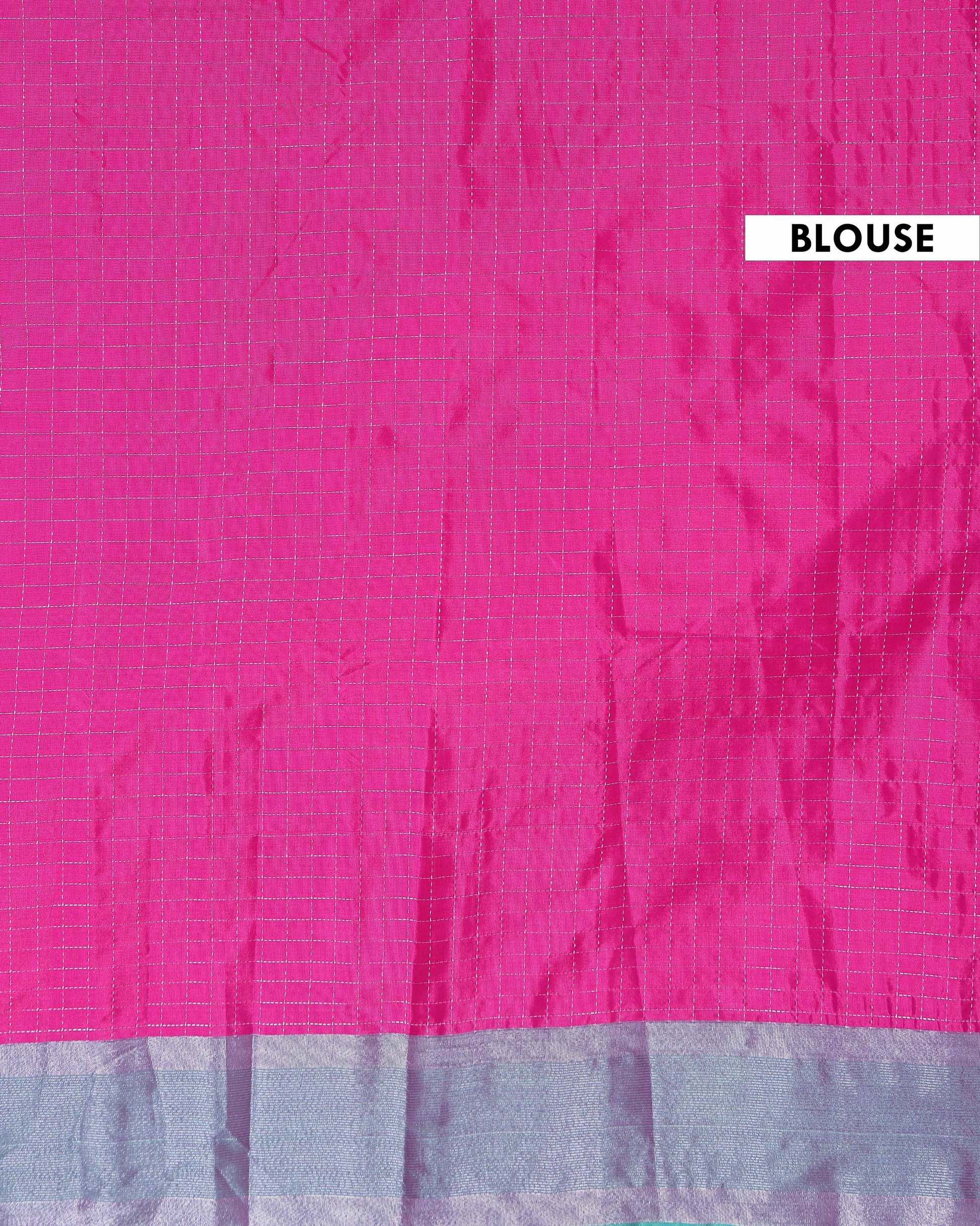 Classic Checks Soft Silk Saree with Intricate Weave Border -  Pink