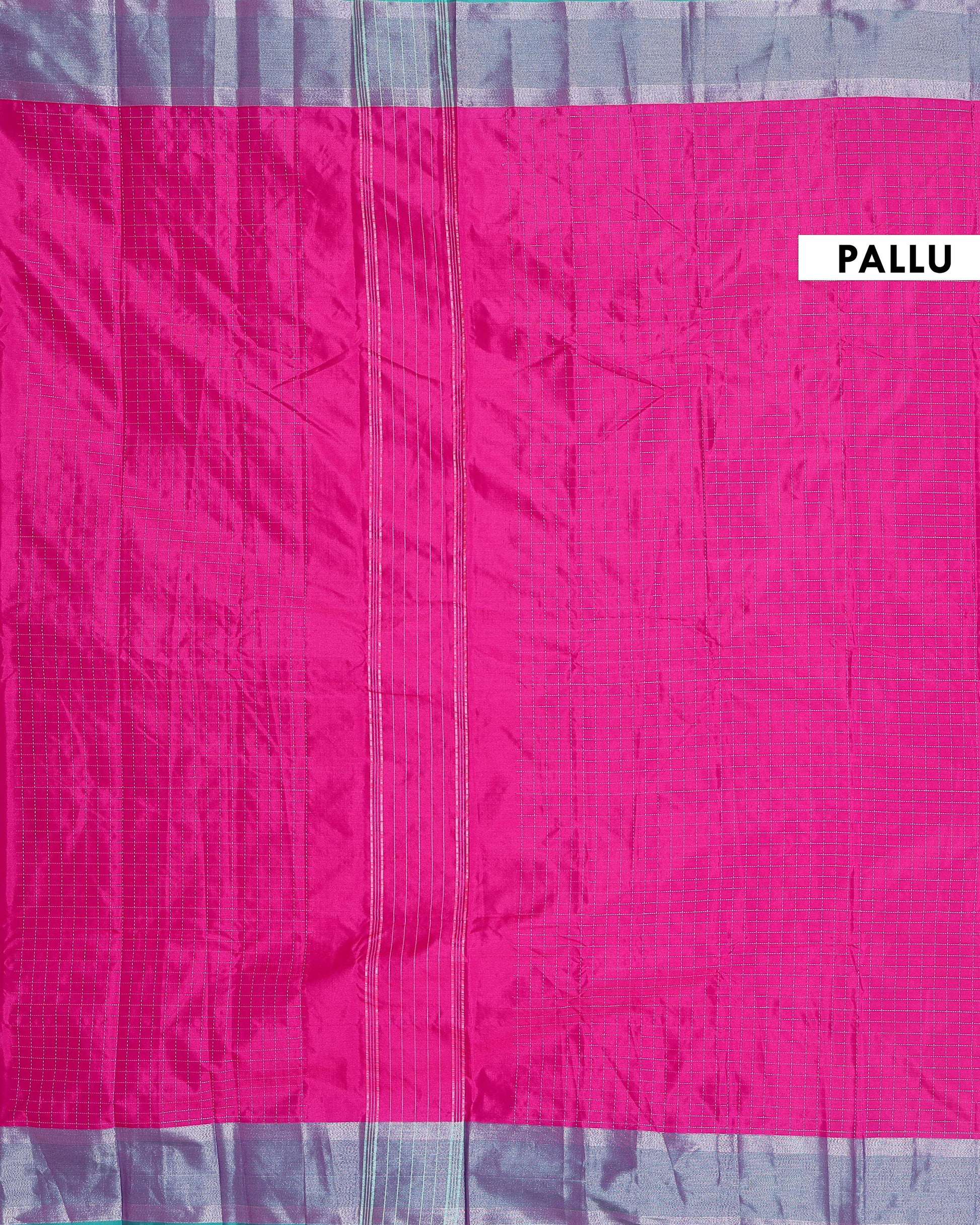 Classic Checks Soft Silk Saree with Intricate Weave Border -  Pink