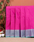 Classic Checks Soft Silk Saree with Intricate Weave Border -  Pink