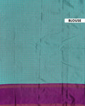 Classic Checks Soft Silk Saree with Intricate Weave Border -  Turquoise