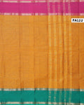 Classic Chettinad Cotton Saree with Traditional Woven Checks and Zari Border - Brown-PALLU