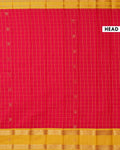 Classic Elampillai Silk Cotton Saree with Elegant Checked Pattern and Traditional Zari Woven Contrast Border - Pink