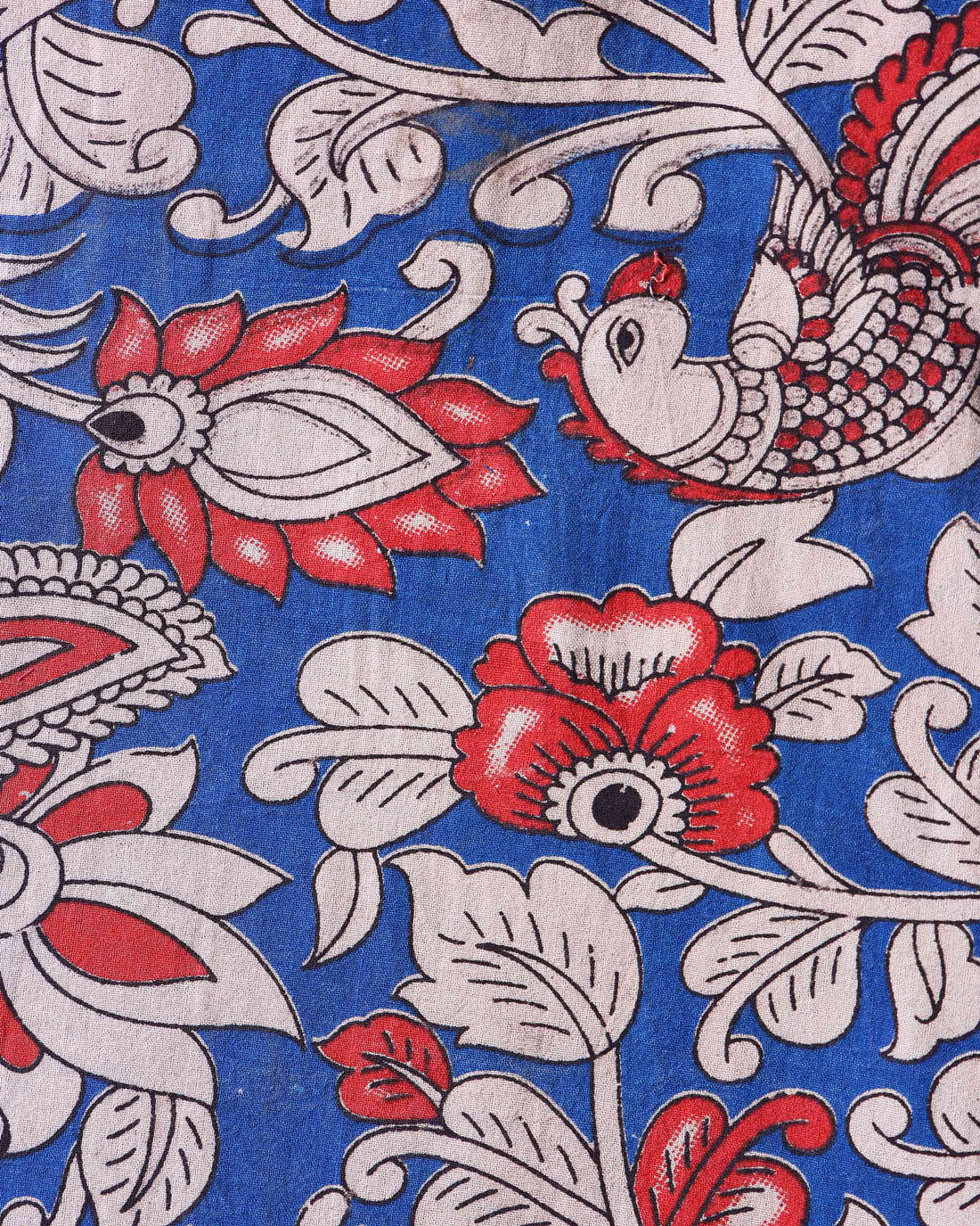 Elegant Floral Print Unstitched Blouse Material - Blue
