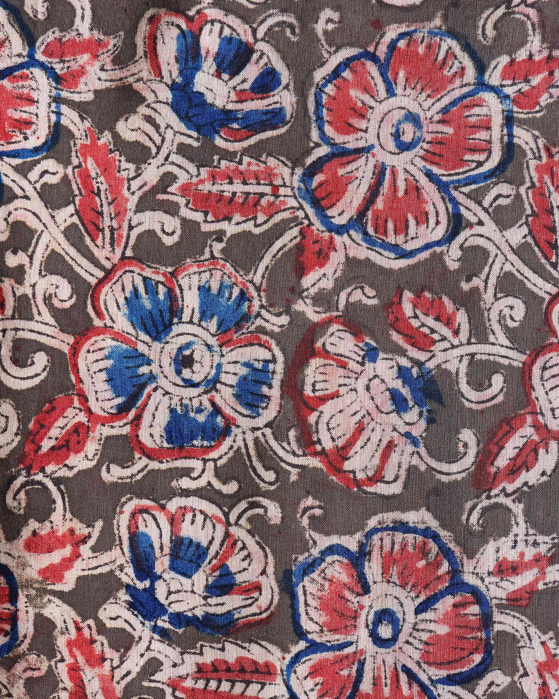 Classic Floral Print Unstitched Blouse Material - Brown