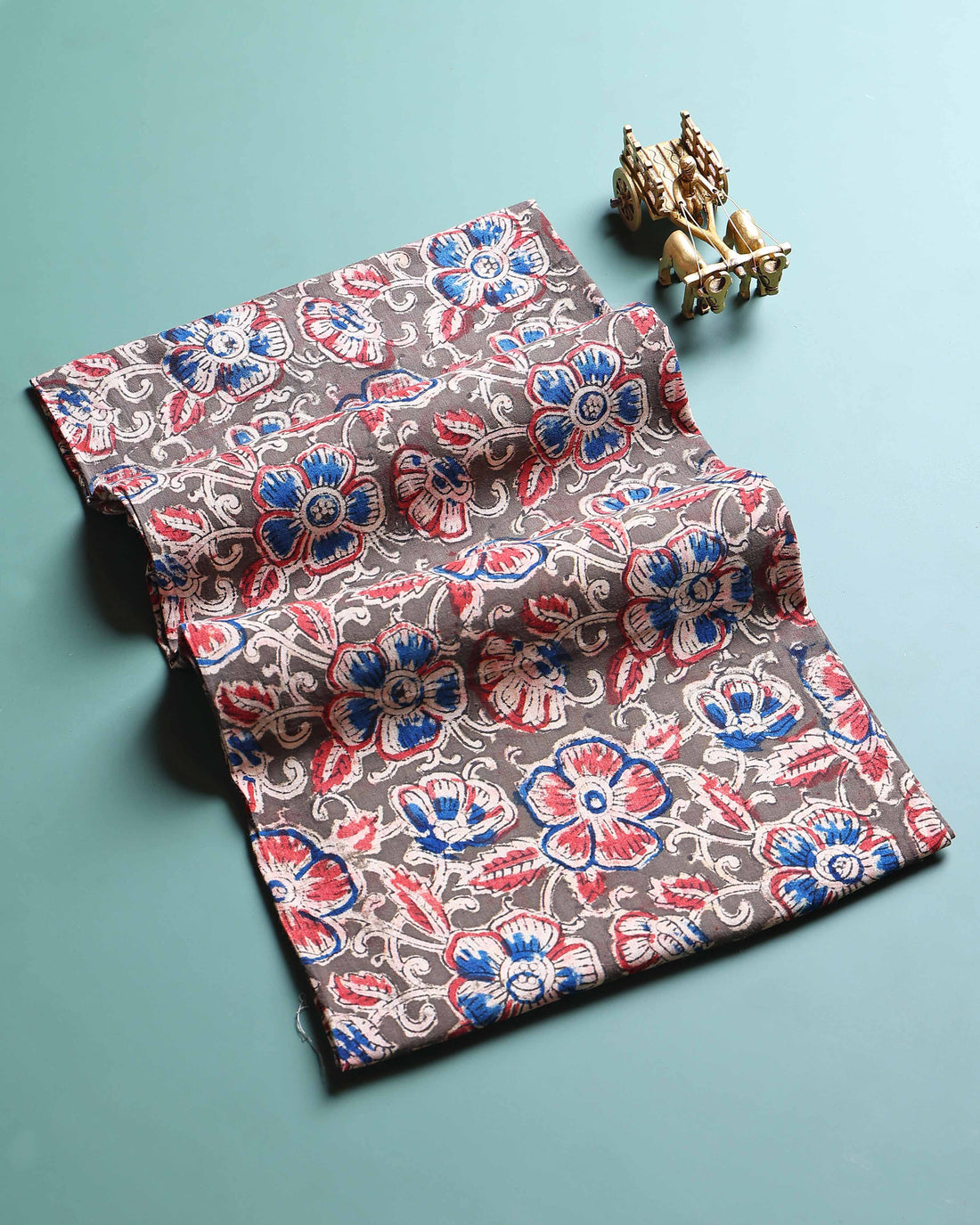 Classic Floral Print Unstitched Blouse Material - Brown