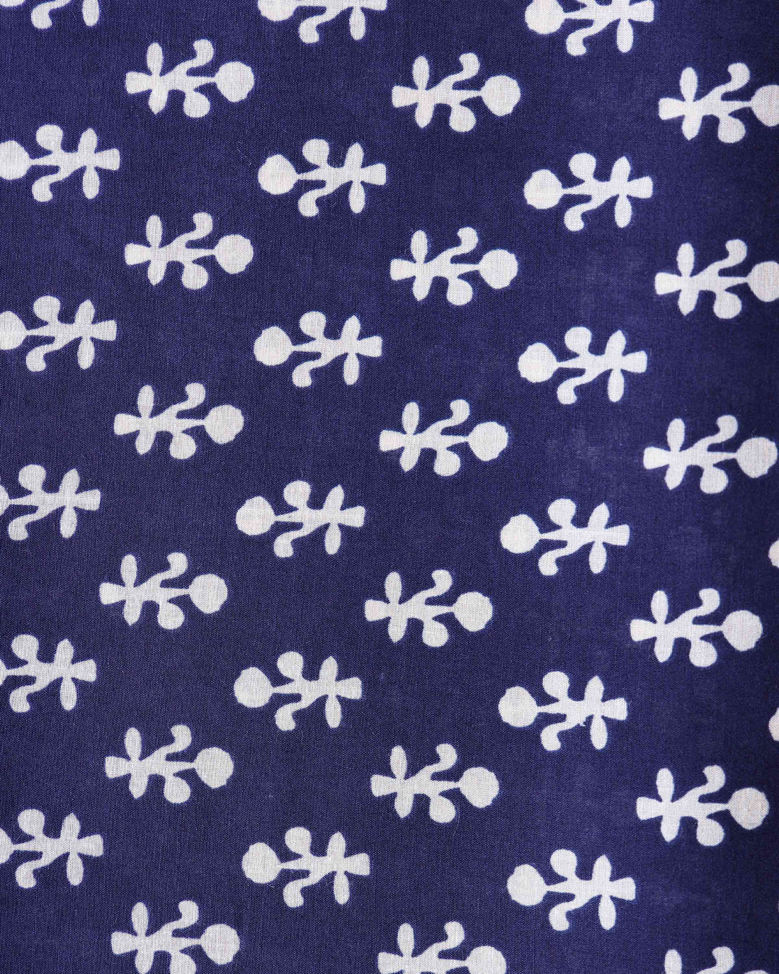 Classic Hand Block Printed Unstitched Blouse Material - Navy Blue