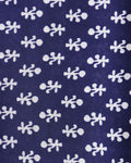 Classic Hand Block Printed Unstitched Blouse Material - Navy Blue-Close