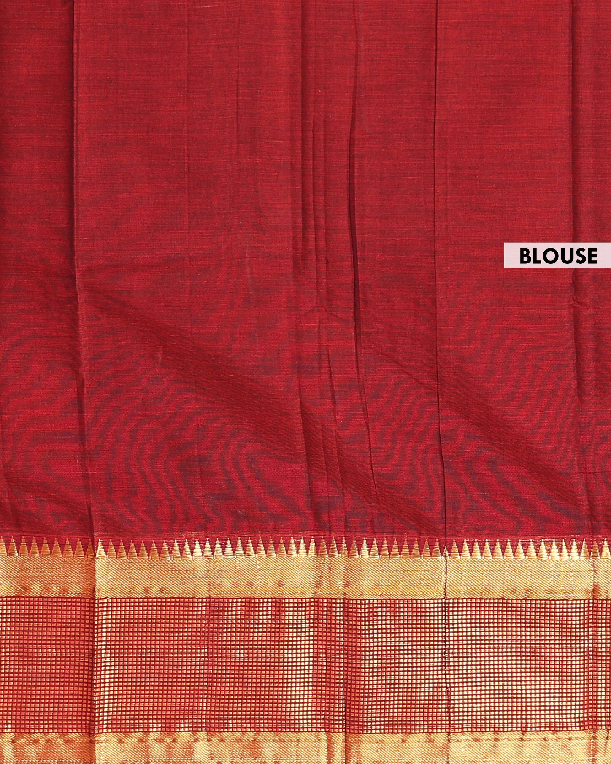 Classic Handloom Narayanpet Cotton Saree with Traditional Gold Zari Border - Maroon