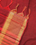 Classic Handloom Narayanpet Cotton Saree with Traditional Gold Zari Border - Maroon