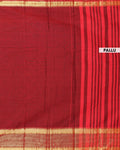 Classic Handloom Narayanpet Cotton Saree with Traditional Gold Zari Border - Maroon