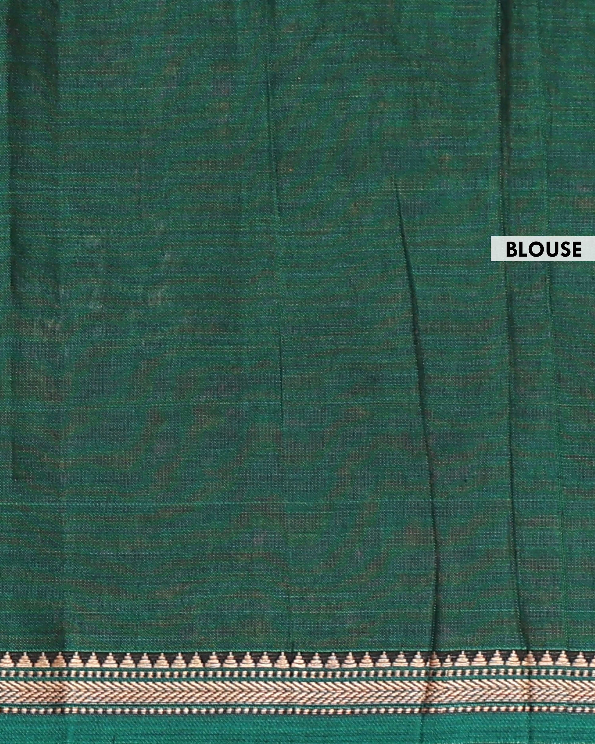 Classic Handloom Narayanpet Cotton Saree with Traditional Temple Border - Green