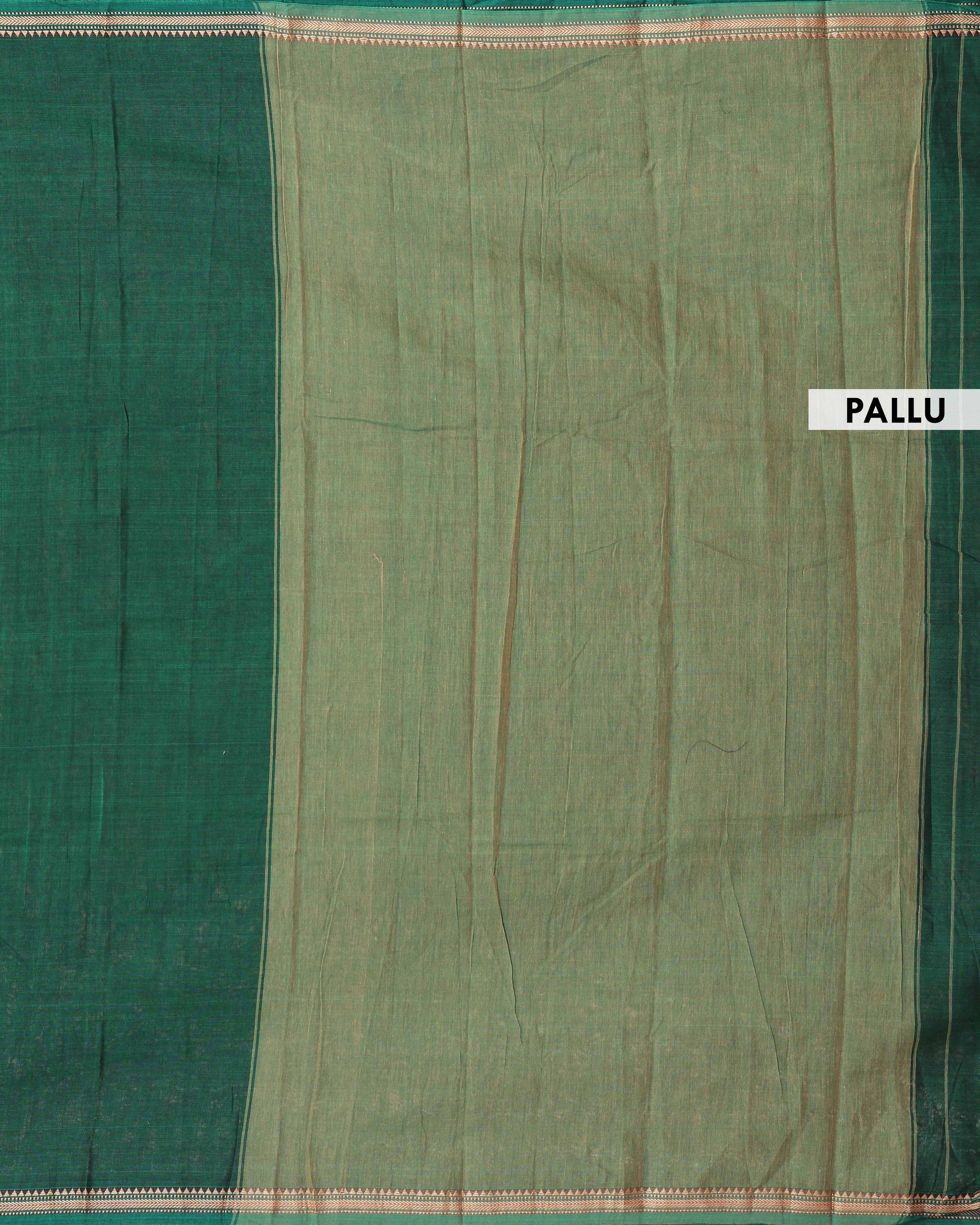 Classic Handloom Narayanpet Cotton Saree with Traditional Temple Border - Green