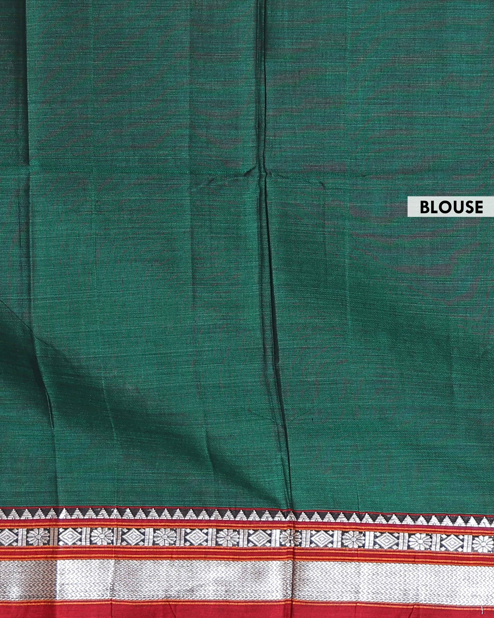 Classic Handloom Narayanpet Cotton Saree with Traditional Zari Woven Border  - Green