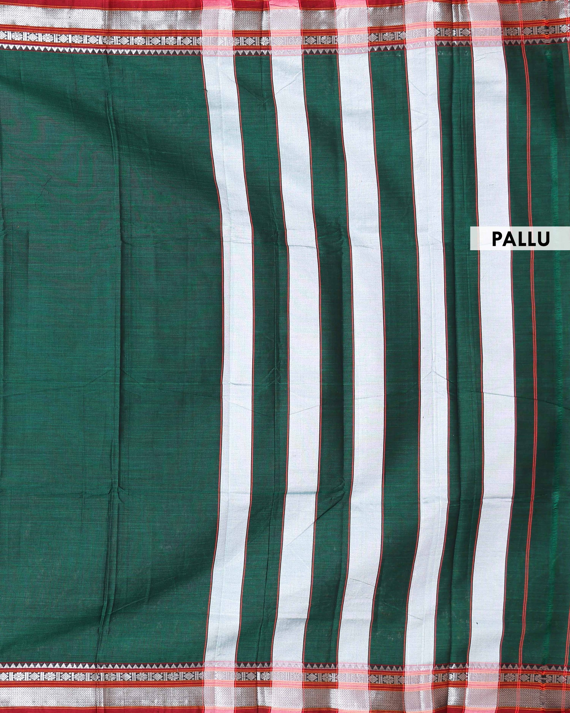 Classic Handloom Narayanpet Cotton Saree with Traditional Zari Woven Border  - Green