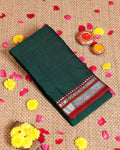 Classic Handloom Narayanpet Cotton Saree with Traditional Zari Woven Border  - Green
