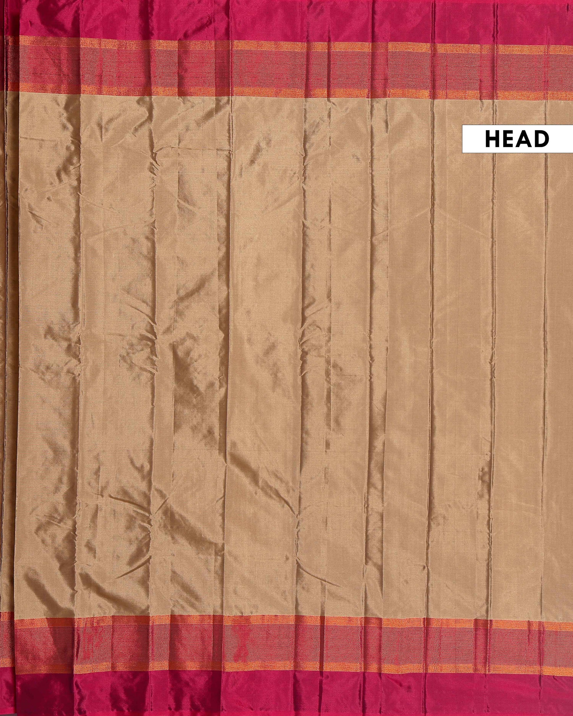 Classic Handloom Soft Silk Saree with Intricate Zari Border - Brown-Head