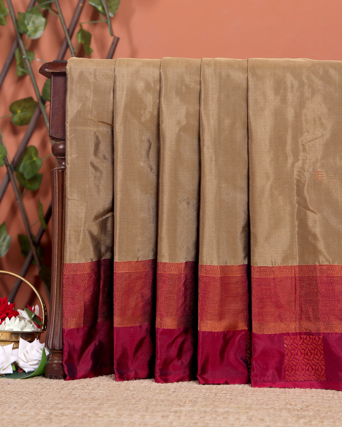 Classic Handloom Soft Silk Saree with Intricate Zari Border - Brown