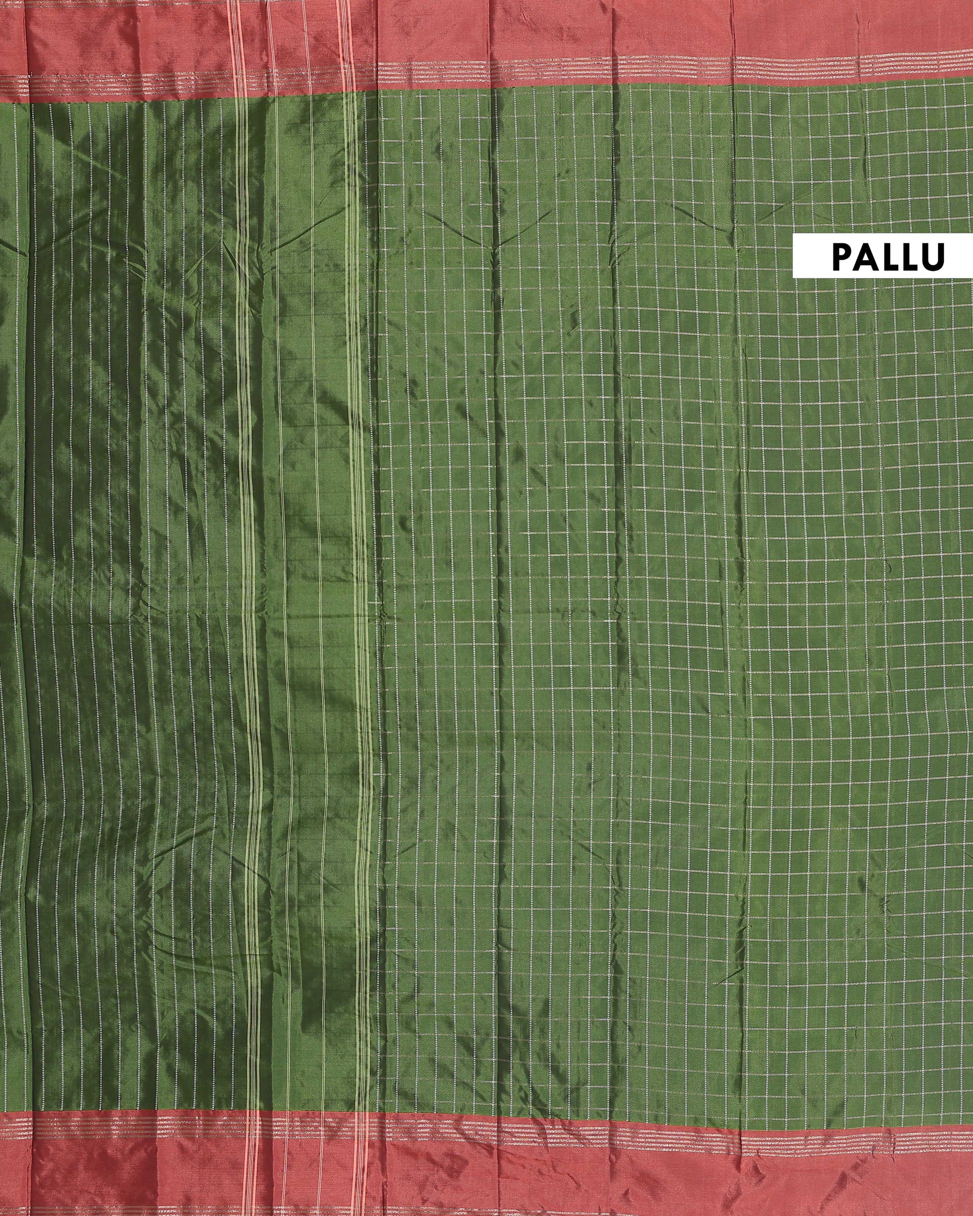 Classic Handloom Soft Silk Saree with Zari Checks and Contrast Border - Green