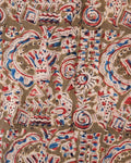 Classic Kalamkari Inspired Print Unstitched Blouse Material - Olive Green-Close