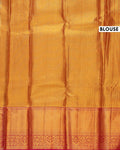 Classic Kanchipuram Tissue Silk Saree with Intricate Zari Weaving and Floral Motif Border - Gold-Blouse