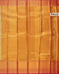 Classic Kanchipuram Tissue Silk Saree with Intricate Zari Weaving and Floral Motif Border - Gold-Pallu