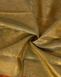 Classic Kanchipuram Tissue Silk Saree with Intricate Zari Weaving and Floral Motif Border - Green-Close Up