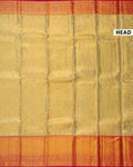 Classic Kanchipuram Tissue Silk Saree with Intricate Zari Weaving and Floral Motif Border - Green-Head