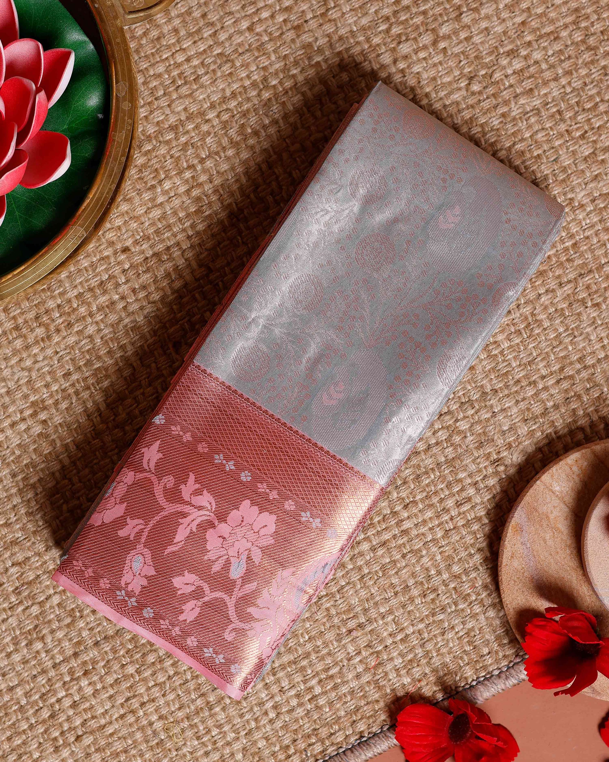 Classic Niranjana Silk Saree with Paisley Brocade Weaving and Elegant Floral Zari Border 