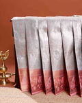 Classic Niranjana Silk Saree with Paisley Brocade Weaving and Elegant Floral Zari Border - Grey