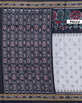 Classic Pochampally Ikkat Handloom Saree with Temple Border and Peacock Design - Off White