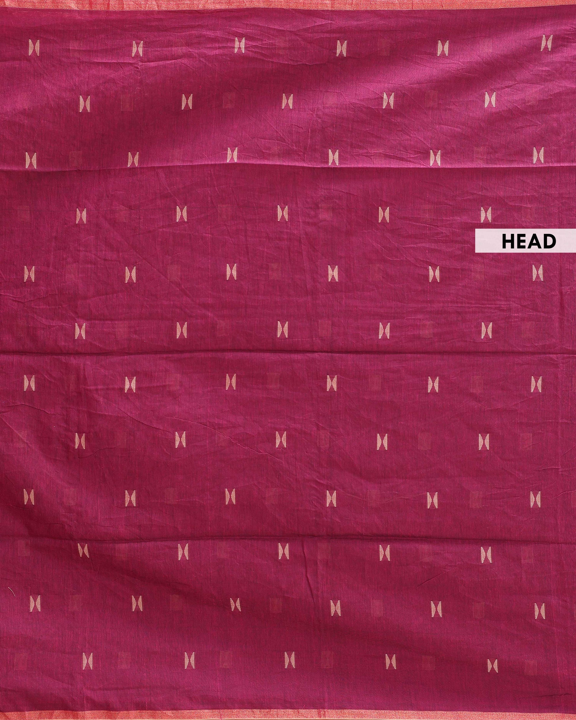 Classic Semi Silk Cotton Saree Golden Zari Border and All-Over Thread Motifs - Onion Pink
