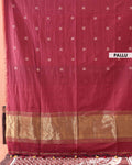 Classic Semi Silk Cotton Saree Golden Zari Border and All-Over Thread Motifs - Red