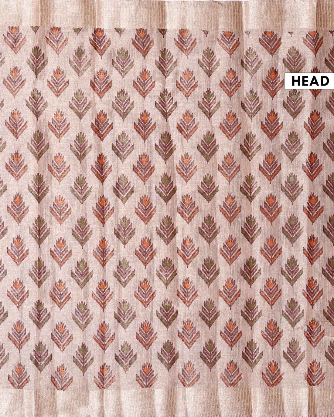 Classic Semi Tissue Saree with Ikkat Inspired Printed Body and a Subtle Zari Border – Beige