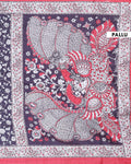 Classic Semi Tussar Kalamkari Inspired Knot Work Saree with a Classic Self Border - Black-Pallu