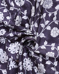Classic Semi Tussar Kalamkari Inspired Knot Work Saree with a Classic Self Border - Black -Close Up