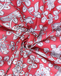 Classic Semi Tussar Kalamkari Inspired Knot Work Saree with a Classic Self Border - Red-Close Up