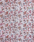 Classic Semi Tussar Saree with Floral Printed Body and a Subtle Border - Beige-Blouse