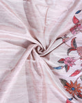 Classic Semi Tussar Saree with Floral Printed Body and a Subtle Border - Beige-Close Up