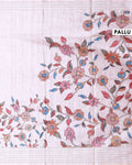 Classic Semi Tussar Saree with Floral Printed Body and a Subtle Border - Beige-Pallu