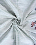 Classic Semi Tussar Saree with Floral Printed Body and a Subtle Border - Pastel Green-Close Up