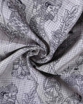 Classic Semi Tussar Saree with Intricate Line Art Print and Classic Woven Border - Off White-Close Up
