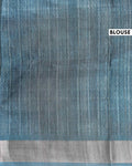 Classic Semi Tussar Saree with Jaal Inspired Motifs and Zari Woven Border - Blue-Blouse
