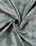 Classic Semi Tussar Saree with Jaal Inspired Motifs and Zari Woven Border - Blue-Close Up