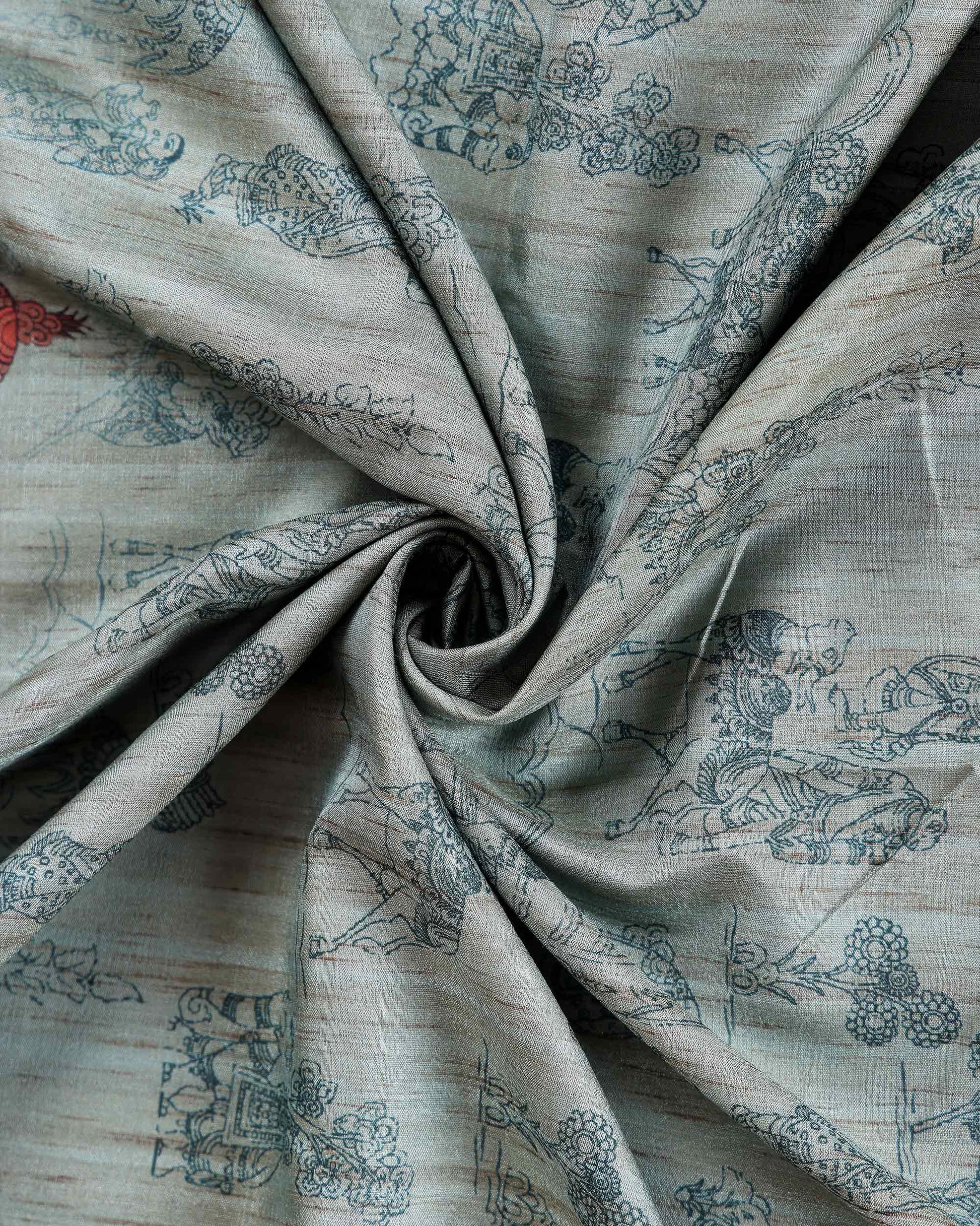 Classic Semi Tussar Saree with Jaal Inspired Motifs and Zari Woven Border - Blue-Close Up