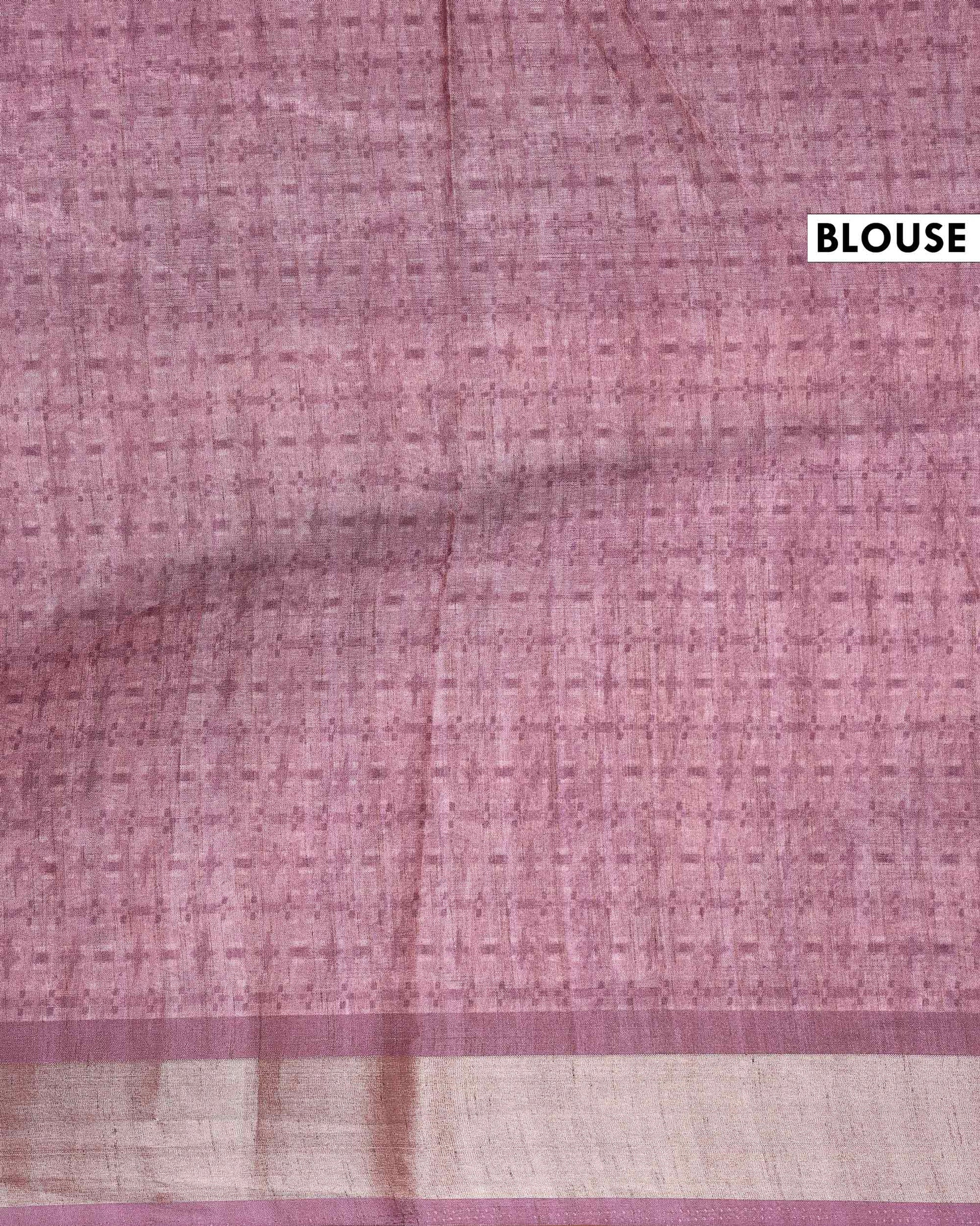 Classic Semi Tussar Saree with Jaal Inspired Motifs and Zari Woven Border - Pink-Blouse